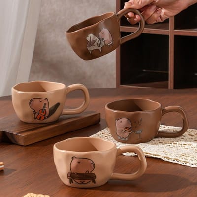 Tasse Céramique Adorable Fille Style Dessin Animé Très Belle avec Grandes Mains Ensemble de Tasses Tasse Animal Style Dessin Animé Durable 330ML