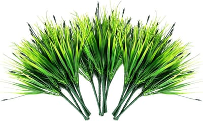 SnelShoppen - 18 Bundels Kunstgras Kunstplanten Groen UV-bestendig voor Binnen en Buiten, Perfect voor Thuiskantoor, Tuin, Feest, Camping (30-40 cm)