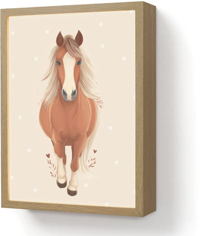 Nachtlampje 30x40 cm - Kinder lamp - Paard - Galop - Bruin - Stippen - Tafellamp kinderkamer draadloos - Slaapkamer lampje - Bedlamp kinderen - Kinderlampje - Wandlamp babykamer - Nachtlampjes