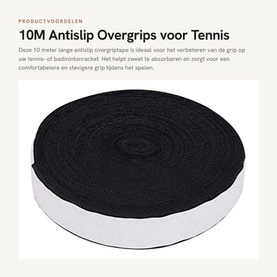 Dailygoods- Racketgreeptape 10M - Zweetabsorberend - Antislip - Tennis - Badminton - Duurzaam - Gripband