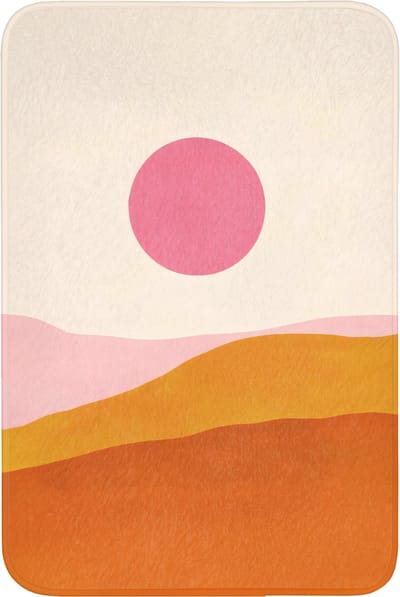 Badmat 60x90 cm - Antislip - Zon - Heuvels - Abstract - Roze - Badmatten voor badkamer - Badkamermat - Douchemat - Badkamer mat