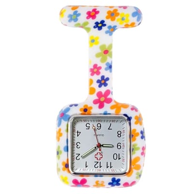 Fako® - Verpleegstershorloge - Zusterhorloge - Verpleegster Horloge - Siliconen Vierkant Print - Bloemetjes