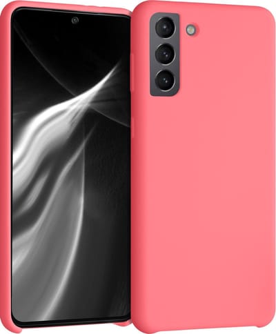kwmobile telefoonhoesje geschikt voor Samsung Galaxy S21 Plus - Hoesje met siliconen coating - Smartphone case in neon koraal