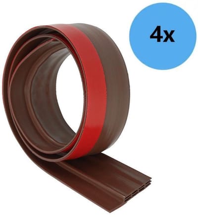 Deuronderafdichtingsstrip en deurrubber -4-pack- Nieuw type geïsoleerde deuronderafdichtingsstrip (snelle installatie) - Ideaal voor isolatie tegen kou, lawaai en vocht - 1m*5cm -Bruin