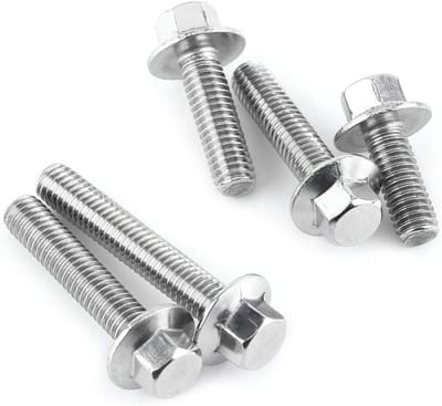 RVS M6 Flensschroeven Set van 10 Stuks - Roestvrijstalen Hex Flensbouten met Moeren en Washers voor Bevestiging en Montage