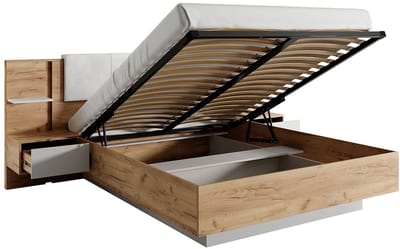 Vente-unique Bed met opbergruimte hout natuurlijk licht 160