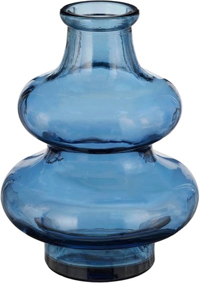Mica Decorations Bloemenvaas Sira - transparant glas - blauw - D12 x H16 cm - vaas - sierlijk model