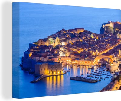 Canvas Schilderij Dubrovnik Kroatie - 90x60 cm - Wanddecoratie