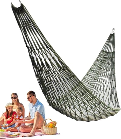 Mesh Hangmat - Nylon Slaapbed - Buiten Ontspannen - Ergonomisch Comfort - 250 x 150 cm - Legergroen