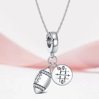 Fler® | Bedel | Past op populaire bedelarmbanden (standaard - 3mm) | Rugby Ball Bedel | Hangbedel Charm | 925 sterling zilver | Transparante zirkonia | Armband Kraal | Valentijnsdag Cadeau | Sinterklaas kado | Kerstcadeau | Verjaardagsgeschenk