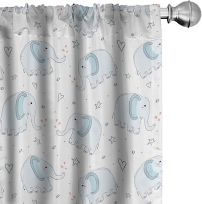ABAKUHAUS Olifantengordijnen – 2-delig – microvezel – halfverduisterend – babyblauw