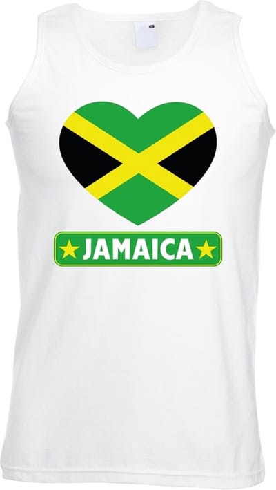 Jamaica singlet shirt/ tanktop met Jamaicaanse vlag in hart wit heren S