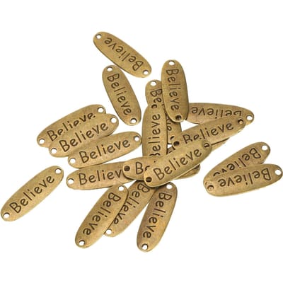 20 stuks legering hanger brons retro dubbel gat letterpatroon decoratief label sieraden benodigdheden beige