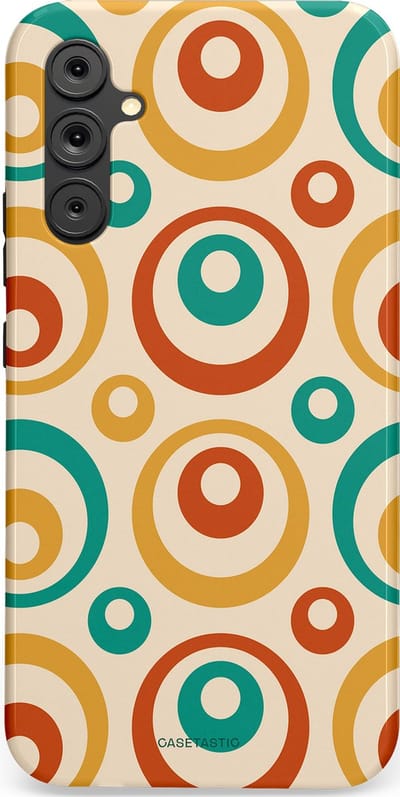 Casetastic hoesje geschikt voor Samsung Galaxy A34 (2023) 5G - Dubbellaagse bescherming - Bolletjes boogie - Fashion Case - Crème Terracotta Goud Turquoise