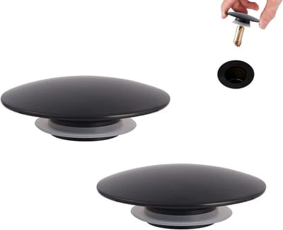 2 Stuks Universele Zwarte Kliksyphon Afvoerstop voor Wastafel en Badkamer