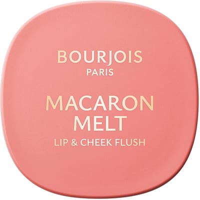 Bourjois Macaron Melt Lip & Cheek Flush, 2 Honey Nougat, blush, veerkrachtige crèmetextuur die tot poeder transformeert, fluweelzachte, lichtgewicht formule, rijke kleur, vervagende finish, spiegeltje inbegrepen, 8 g