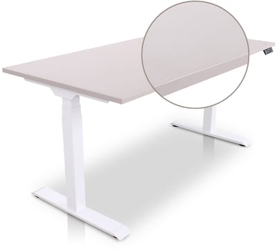 Lineaflex MRC PRO Zit-Sta Bureau – Elektrisch Verstelbaar – 160x80 cm – Blad Sand Grey – Wit Frame – ARBO Norm NEN-EN 527 – Met memorybediening – 150 KG Draagvermogen – 130 cm Hoog