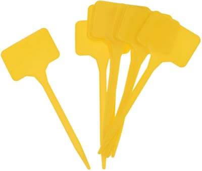 Pro Garden plantenetiketten - 10x stuks - geel - kunststof - H15 cm - moestuin