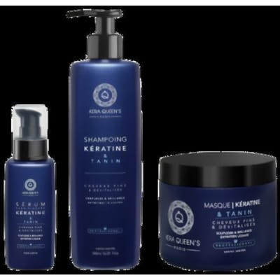 Kera Queen's Trio Tanin et Kératine Shampoing 500ml + Masque 500ml + Sérum 100ml