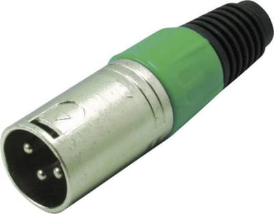 XLR 3-pins (m) connector met plastic trekontlasting - grijs/groen