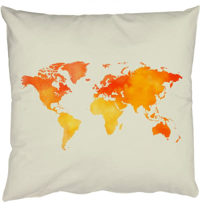 Sierkussens - Kussentjes Woonkamer - 50x50 cm - Wereldkaart - Oranje - Kleurrijk