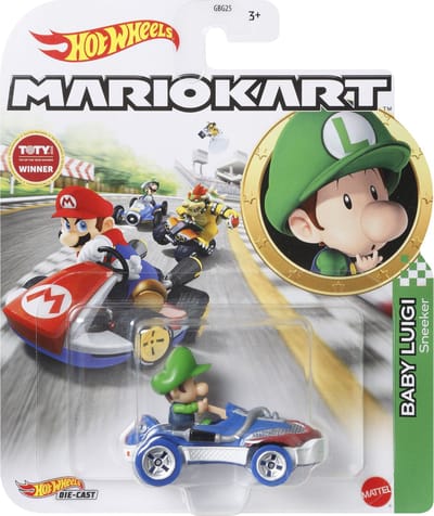 Mattel Hot Wheels Mario Kart Die-Cast Cars 1/64 Baby-Luigi (Diversen) Nieuw