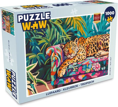 Puzzel Luipaard - Kleurrijk - Tropisch - Legpuzzel - Puzzel 1000 stukjes volwassenen