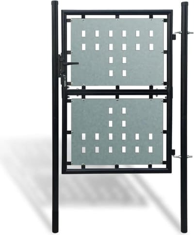 Tuindeur Staal - Hekdeur Enkele Poort - Tuin Afscheiden - Roestbestendig Gepoedercoat - 100x175 cm - Zwart