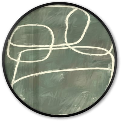 Poster in lijst Rond - Fotolijst 60x60 cm - Posters - Abstract - Groen - Kunst - Modern - Ronde posterlijst zwart - Decoratie - Wanddecoratie woonkamer - Muurdecoratie slaapkamer