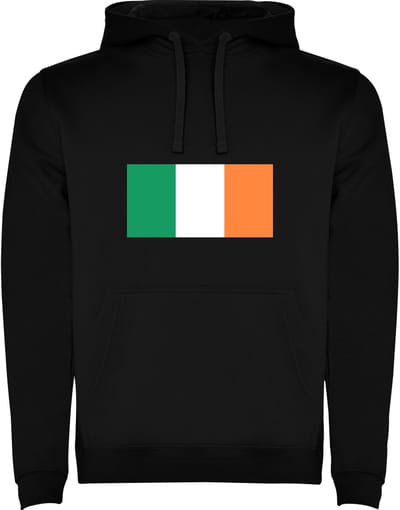 Zwarte Hoodie met Wereldse vlag land Ierland Full Color Maat M