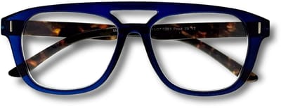 Noci Eyewear RCE029 leesbril Trevi +1.00 Aviator donkerblauw montuur, bruin tortoise poot
