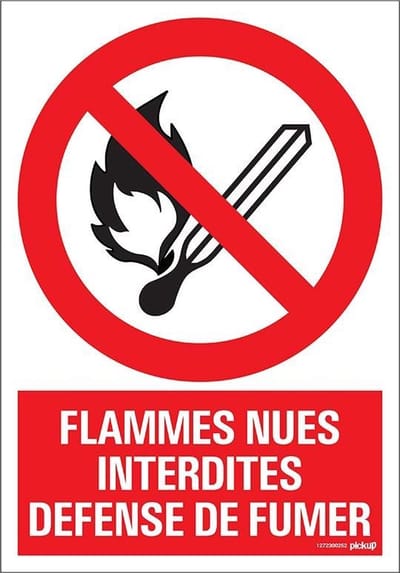 Pickup bord panneau 23x33 cm Combi - Flammes nues interdites