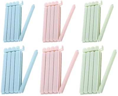 TOVBMUP 6 Stuks Keukenopbergaccessoires - Tütenclips Verschlussklammern - 6cm en 11cm Lang - Kunststof Clips voor Koffie Melkpoeder Koekjes Snoep - Geschikt voor Voedselverpakkingen - Zwarte Opbergsysteem Set