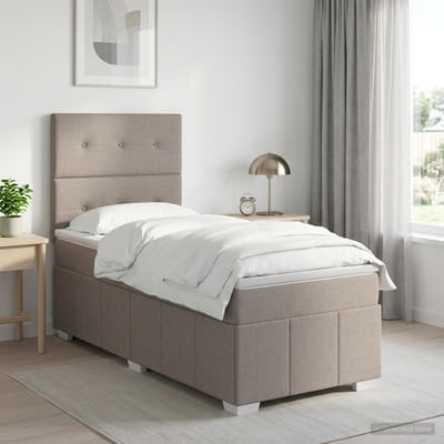 vidaXL - Boxspringbed - met - matras - met - hoofdeinde - Taupe - 100 - x - 200 - cm - Stof