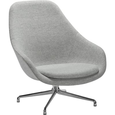 HAY - About A Lounge Chair High AAL 91 - Kvadrat Hallingdal 130 - grijs gevlekt - gepolijst aluminium - grau