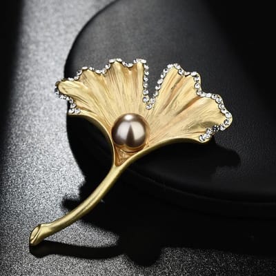 Vintage Ginkgo Blad Broches Voor Vrouwen Bruiloften Banket Bloemen Broche Speld Kleding Accessoires Cadeaus goud