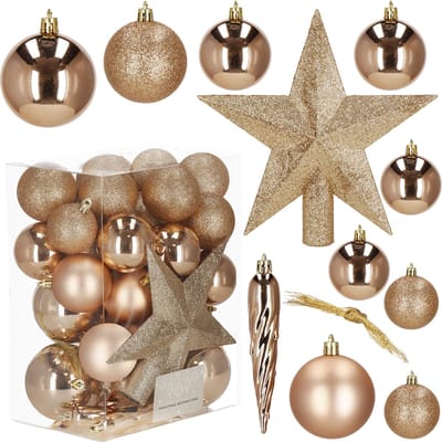 Springos Kerstballen | Mix | 33 Stuks | Rose/Goud