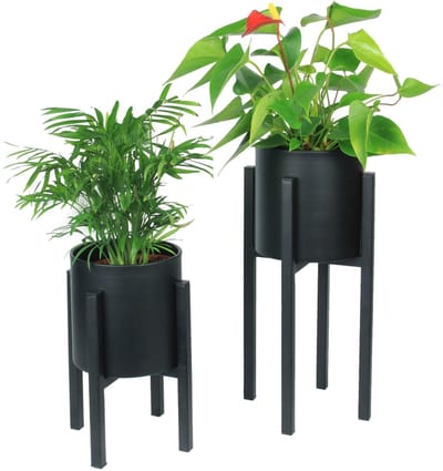 Unyqoos ® Set van 2 Elegante Zwarte Metalen Plantenstandaarden voor Binnen en Buiten