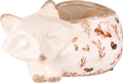 Dekoratief | Bloempot vos 'Mystic Flower', keramiek, 19x13x11cm | A245313