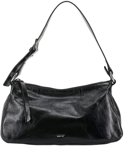 abro Leren Schoudertas Leather Alias Soft Hobo Bag By My Side Black / Nickel Zwart