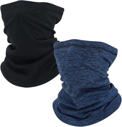 Famanu - 2 stuks Winter thermische nekwarmer sjaal, fleece halswarmer, winter loop sjaal, multifunctionele bandana gezichtsmasker, skimasker voor