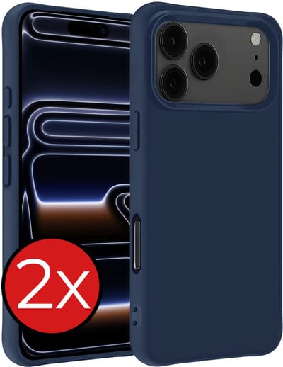 Hoesje - 2 Stuks - Geschikt voor iPhone 17 Pro / 18 Pro - Sterk & Shockproof - Telefoonhoes - Back Cover - Case Siliconen - Telefoon Hoes - Donkerblauw