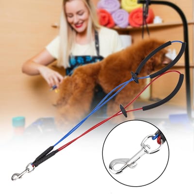 Boucle de Toilettage Chien Chat Réglable Double Laisse Cordes pour Table Animal de Compagnie Bras Baignoire L 120x60x0.3cm / 47.2x23.6x0.1in