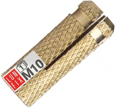 LUN FIX - M10 muuranker + messingplug 10mm - 1 stuk - inslaganker - spreidbus