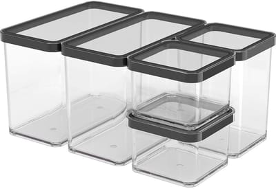Allecto - Opbergblikken - Voedselopslag - 5 Stuks - Kunststof - Transparant - Perfect voor droge levensmiddelen - 6 Liter