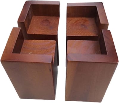 Houten Olifantenpoten - Meubelverhogers Steunvoeten - Meubels Verhogen - Massief Hout - 6 x 6 x 3 cm - Houtkleur
