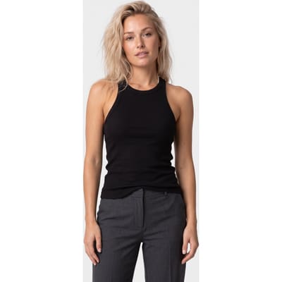ARKET Nadine Cotton Rib Tank Black Maat: M | Slipjes Outlet | Dames | Zwart