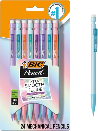 BIC Xtra-Smooth Pastel Vulpotloden - 0,7 mm - Met Gum - 24 stuks
