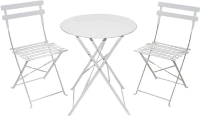 Kynast Bistroset 3-delige set voor balkon en terras WIT inklapbare tafel 60 cm met 2 stoelen