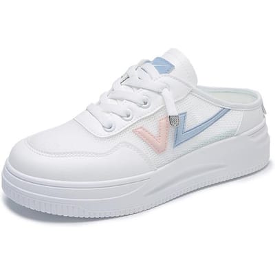 Mules d'été respirantes pour femmes, chaussures décontractées polyvalentes en maille respirante, chaussures légères pour femmes, chaussures d'extérieur antidérapantes 37 bleu